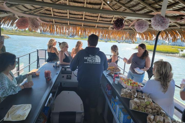 a group of people standing in front of a building