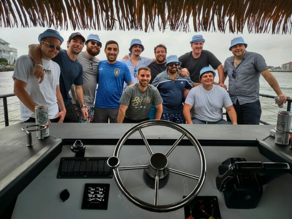 a group of people posing for the camera