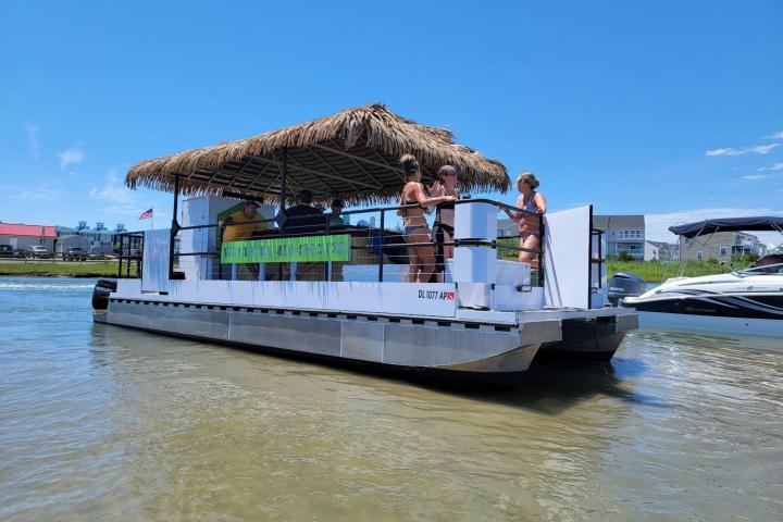 a small boat in a body of water