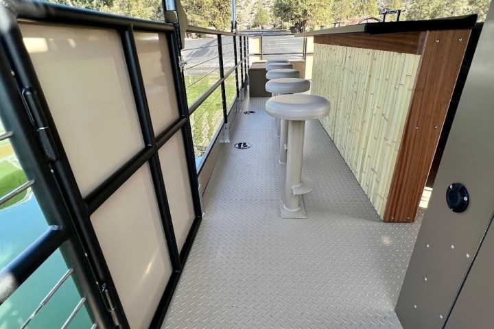 a bench in front of a building